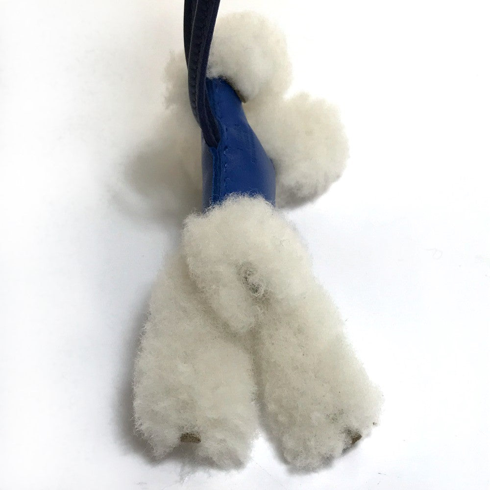 HERMES Bag charm Cotton / Mouton / Anion Blue Safir Fox terrier Buddy charm unisex(Unisex) Used