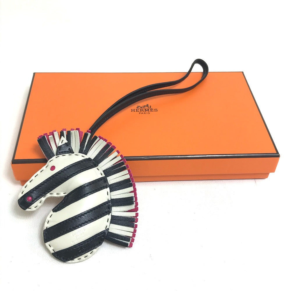 HERMES Bag charm Anyo Miro Black x white zebra Gee Gee Savannah Charm unisex(Unisex) Used