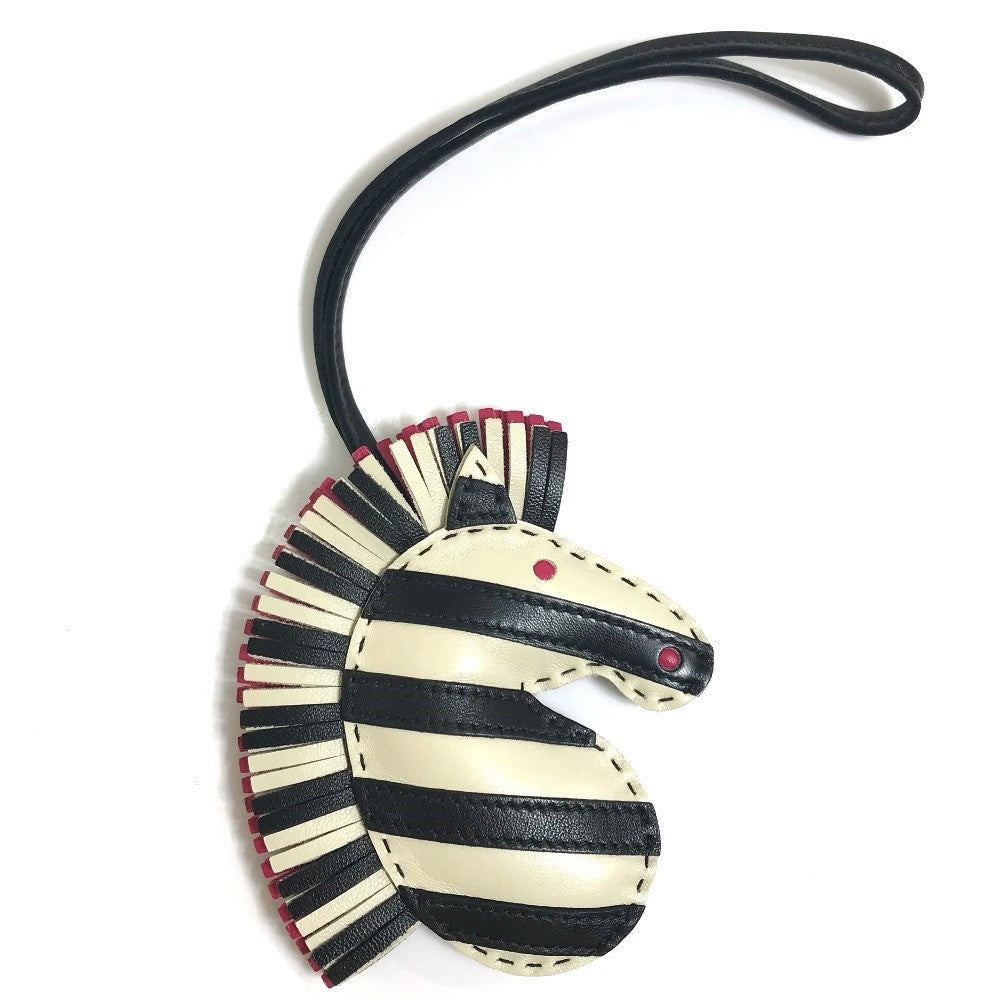 HERMES Bag charm Anyo Miro Black x white zebra Gee Gee Savannah Charm unisex(Unisex) Used