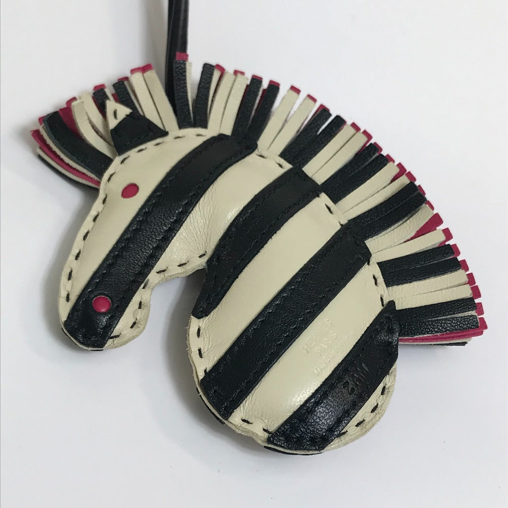 HERMES Bag charm Anyo Miro Black x white zebra Gee Gee Savannah Charm unisex(Unisex) Used