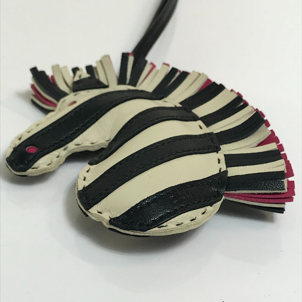 HERMES Bag charm Anyo Miro Black x white zebra Gee Gee Savannah Charm unisex(Unisex) Used