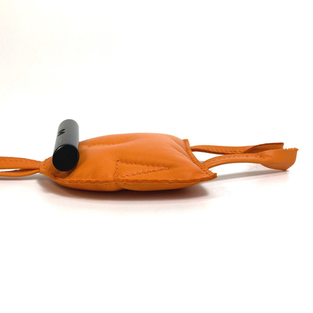 HERMES Bag charm Leather, Buffalo Horn Orange petit ash owl unisex(Unisex) Used