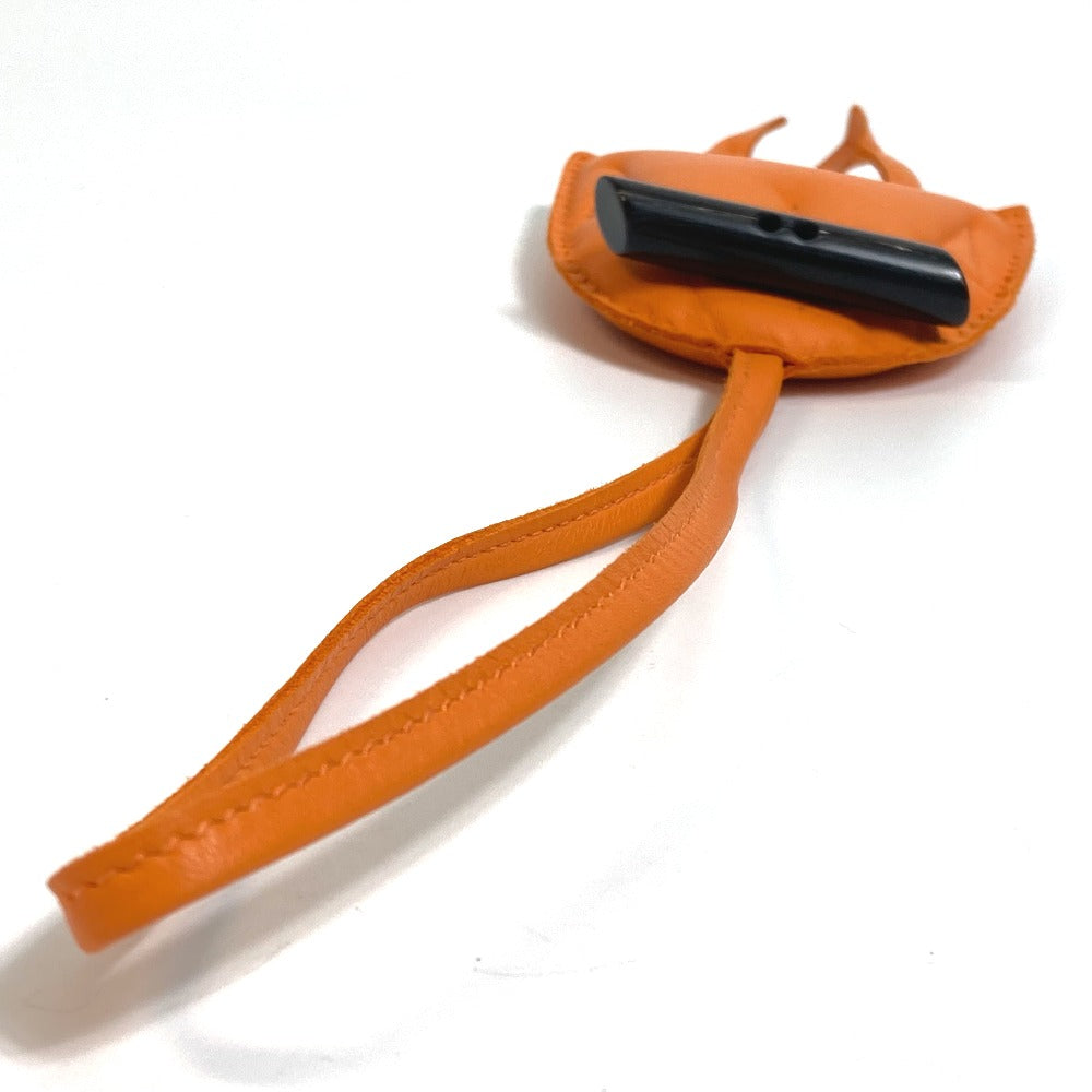 HERMES Bag charm Leather, Buffalo Horn Orange petit ash owl unisex(Unisex) Used