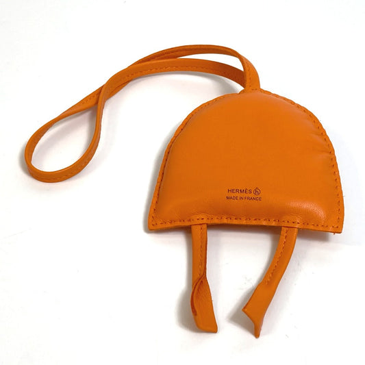 HERMES Bag charm Leather, Buffalo Horn Orange petit ash owl unisex(Unisex) Used