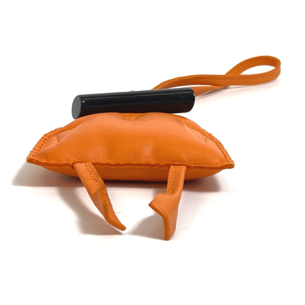 HERMES Bag charm Leather, Buffalo Horn Orange petit ash owl unisex(Unisex) Used