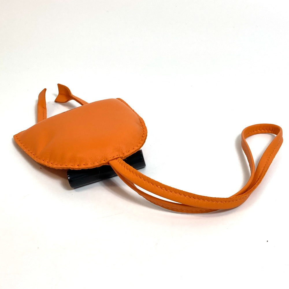 HERMES Bag charm Leather, Buffalo Horn Orange petit ash owl unisex(Unisex) Used