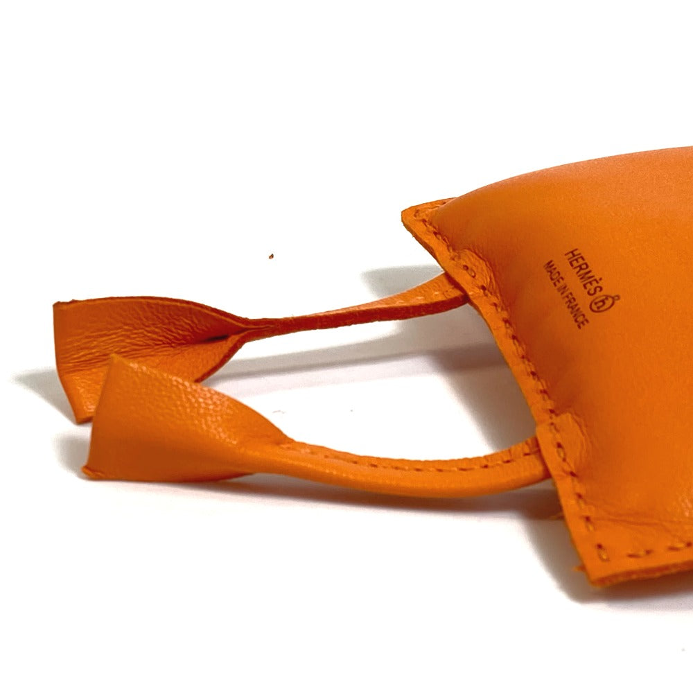 HERMES Bag charm Leather, Buffalo Horn Orange petit ash owl unisex(Unisex) Used