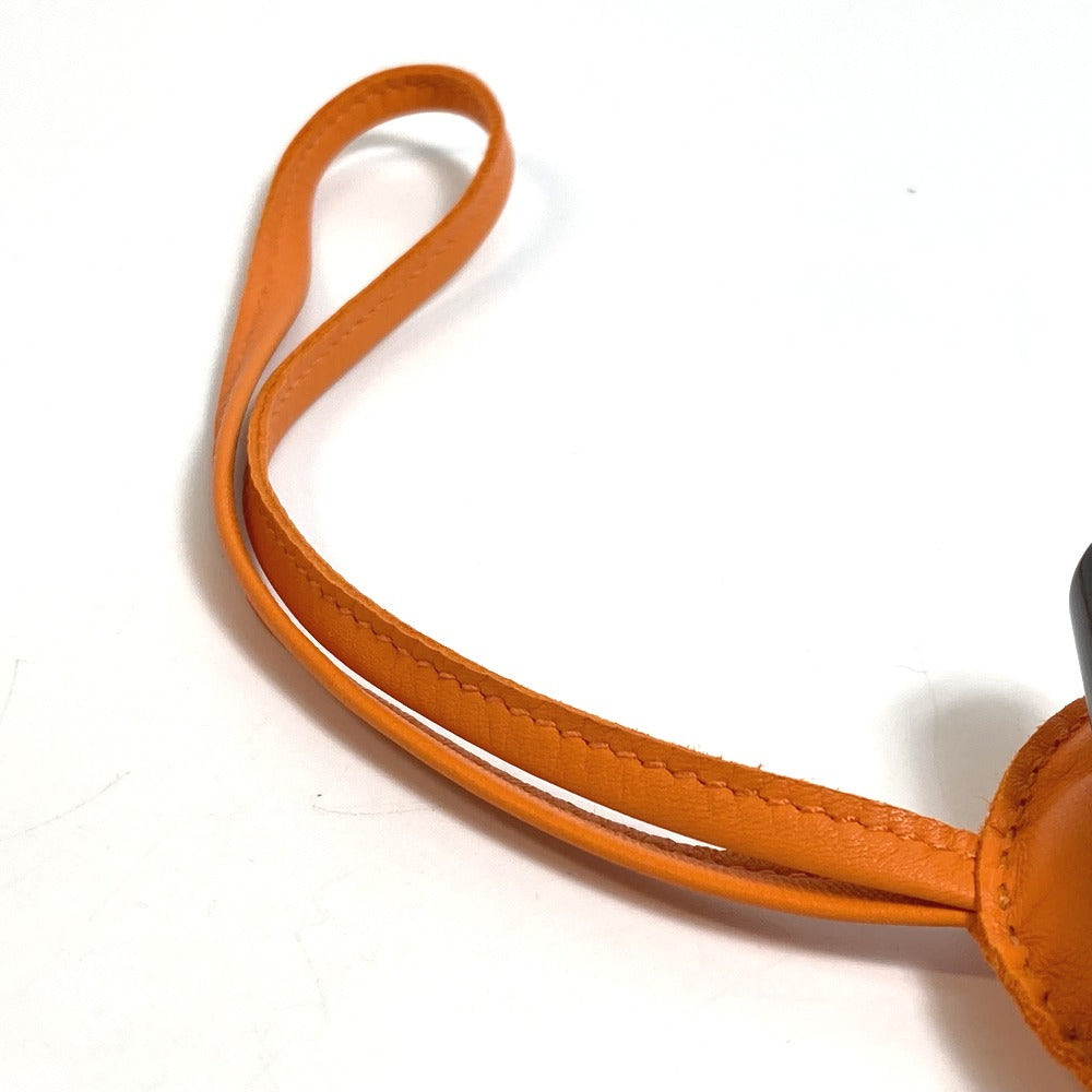 HERMES Bag charm Leather, Buffalo Horn Orange petit ash owl unisex(Unisex) Used
