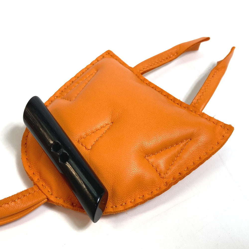 HERMES Bag charm Leather, Buffalo Horn Orange petit ash owl unisex(Unisex) Used