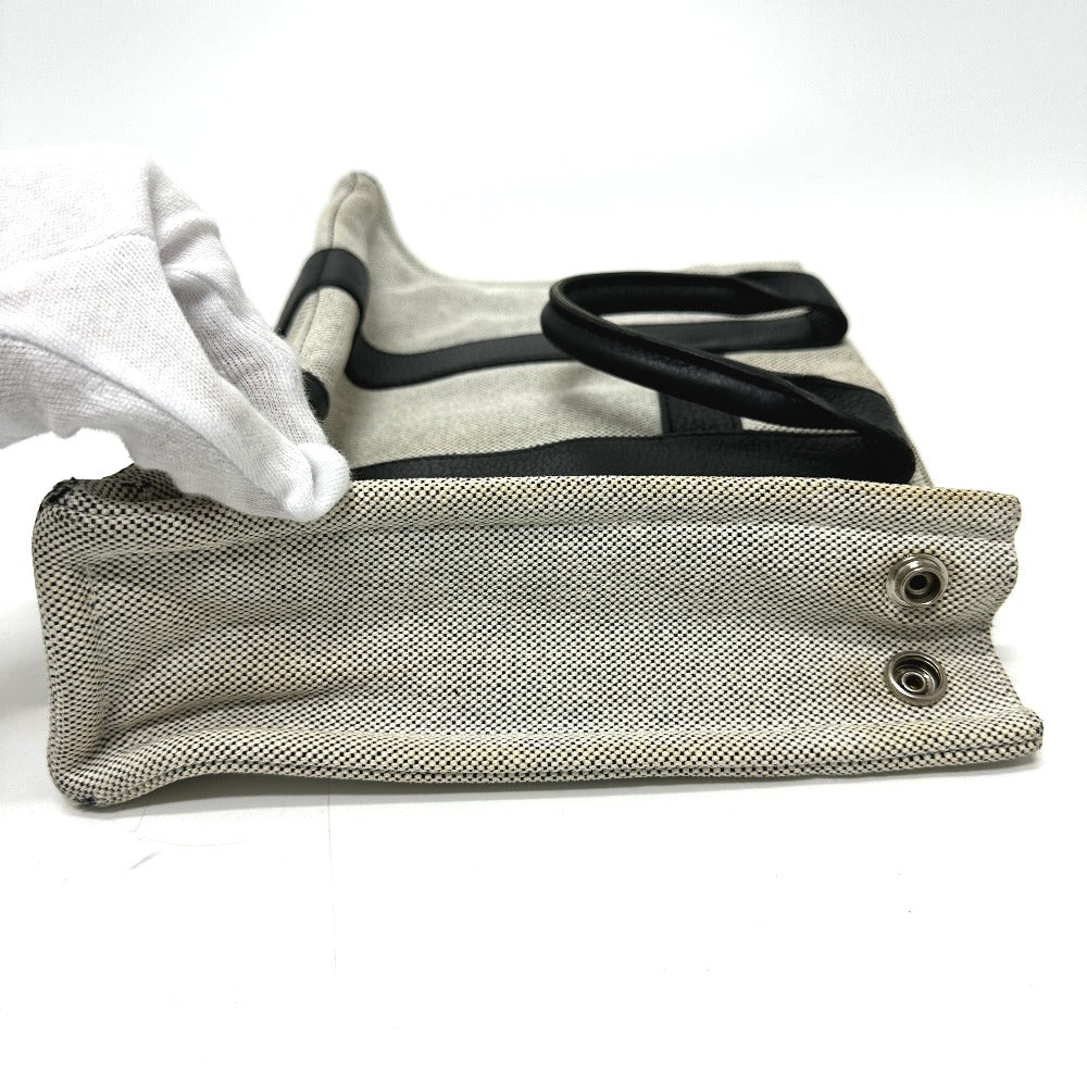 HERMES Tote Bag Toile H, Leather gray Sac Arne PM Women Used