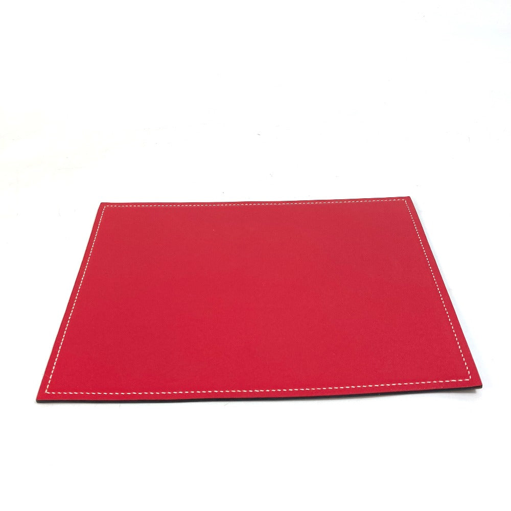 HERMES Other miscellaneous goods leather Red reversible Mouse pad