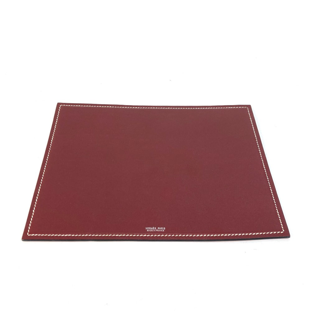 HERMES Other miscellaneous goods leather Red reversible Mouse pad