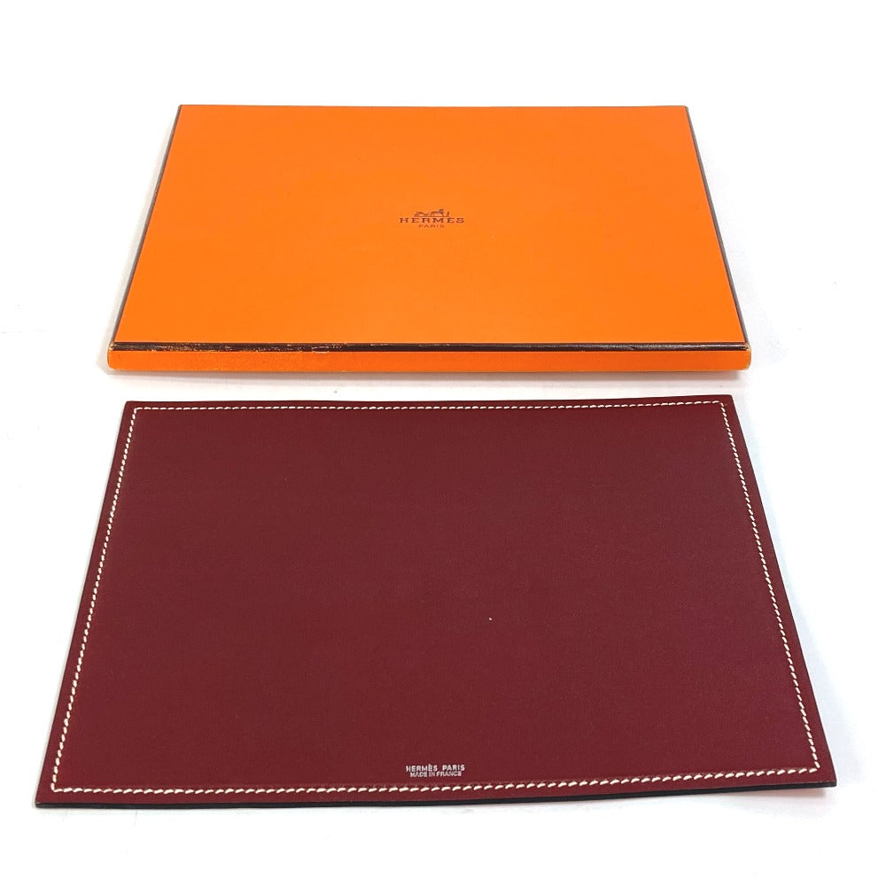 HERMES Other miscellaneous goods leather Red reversible Mouse pad