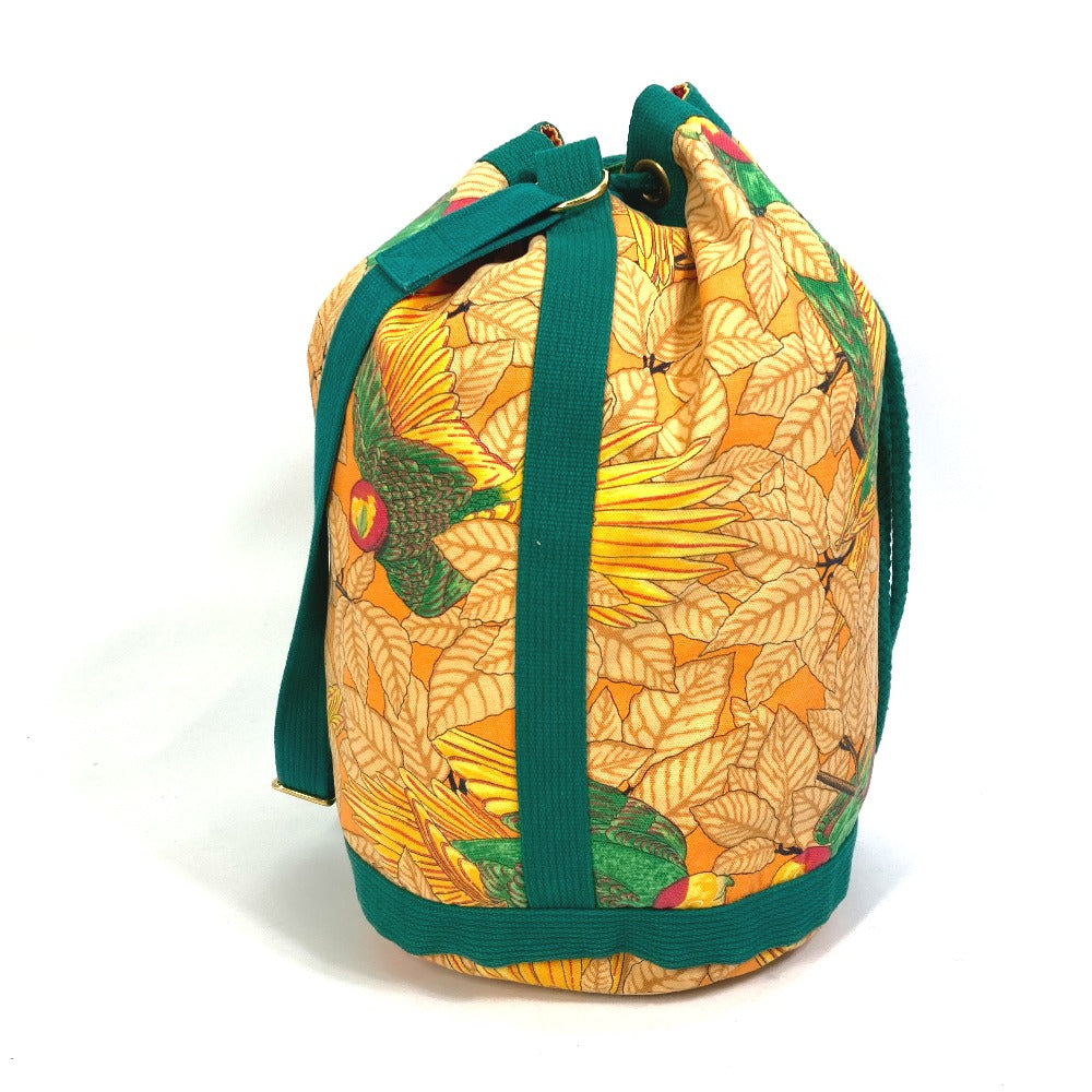 HERMES Shoulder Bag canvas green vintage Bird pattern purse Women Used