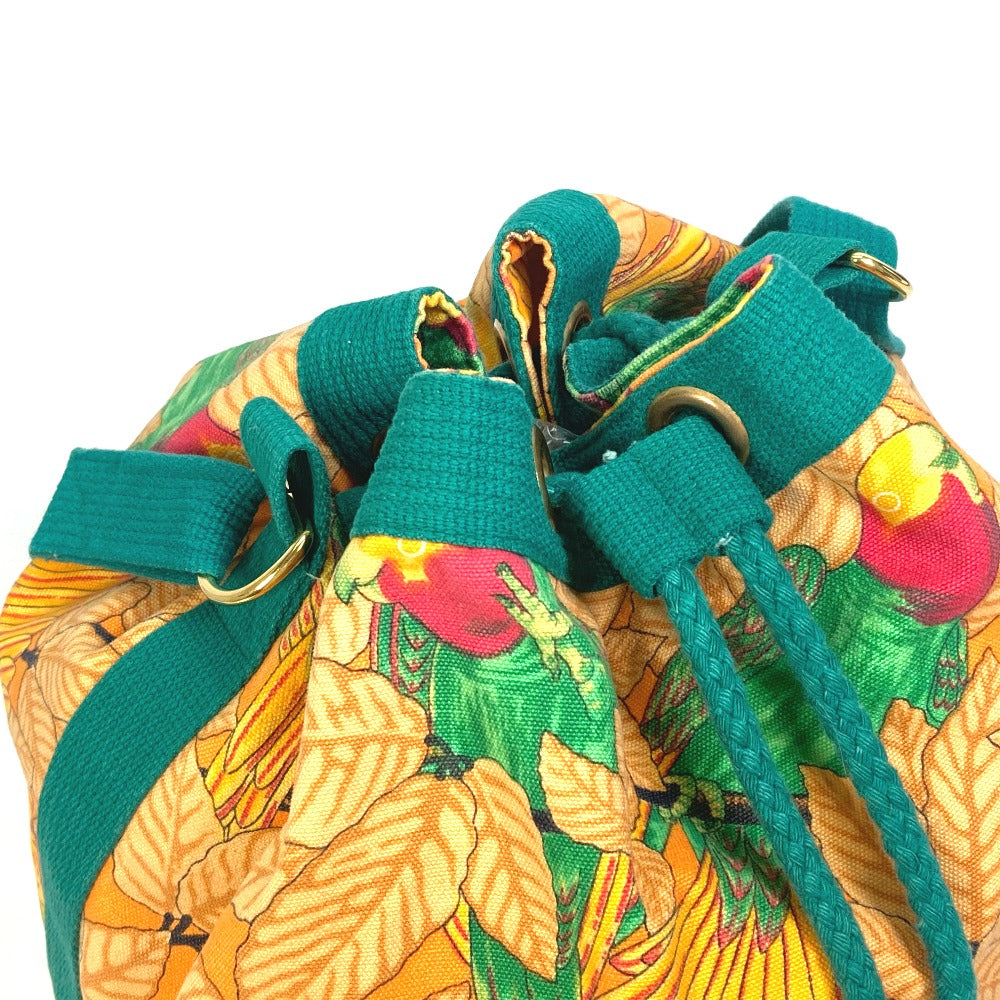 HERMES Shoulder Bag canvas green vintage Bird pattern purse Women Used
