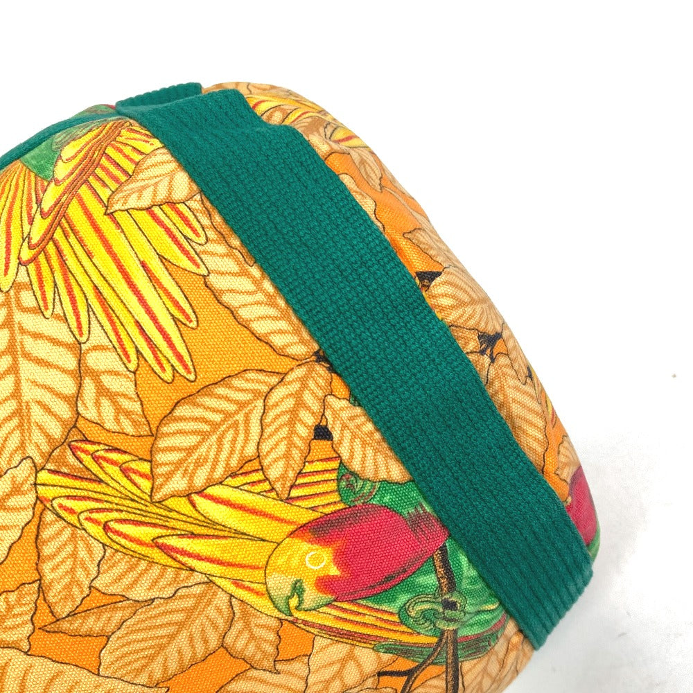 HERMES Shoulder Bag canvas green vintage Bird pattern purse Women Used