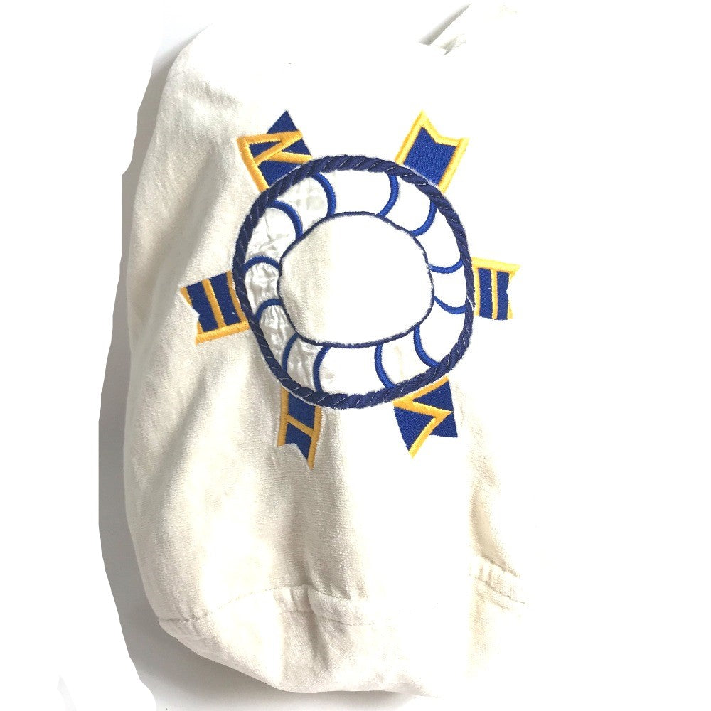 HERMES Shoulder Bag cotton white Marine Pattern purse Women Used