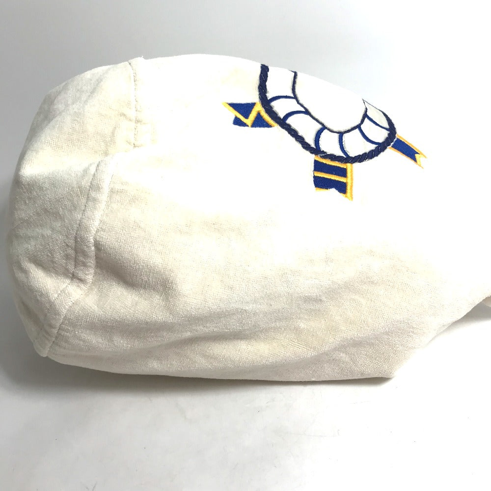 HERMES Shoulder Bag cotton white Marine Pattern purse Women Used