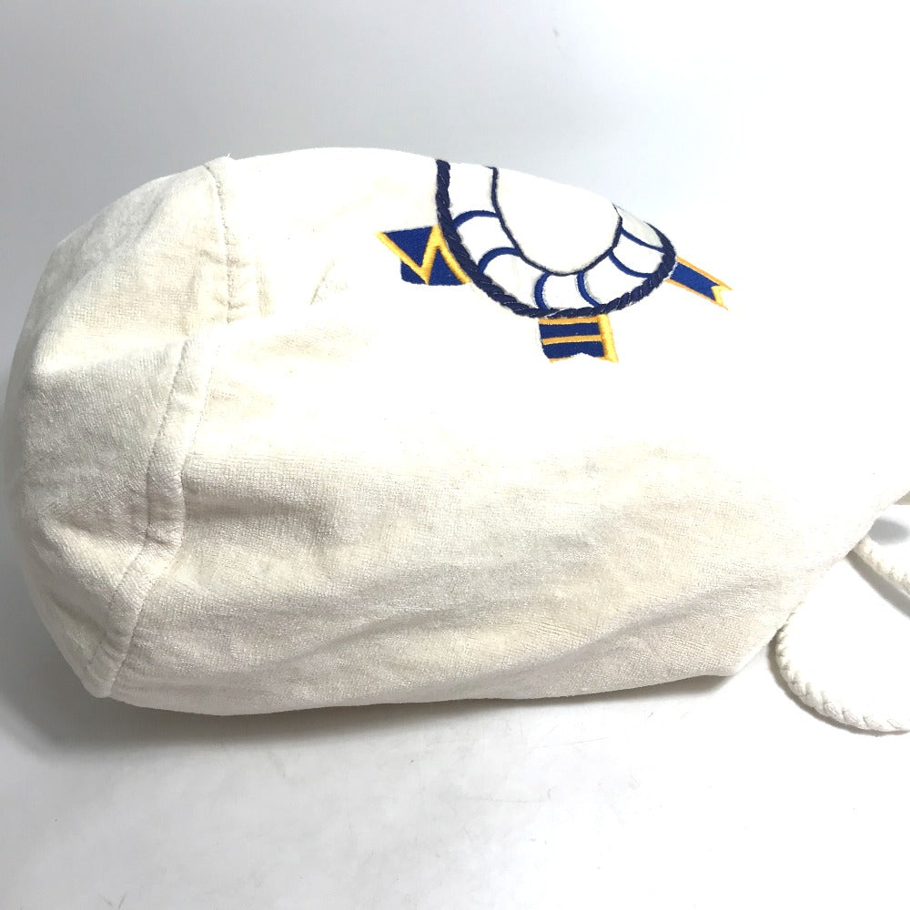 HERMES Shoulder Bag cotton white Marine Pattern purse Women Used