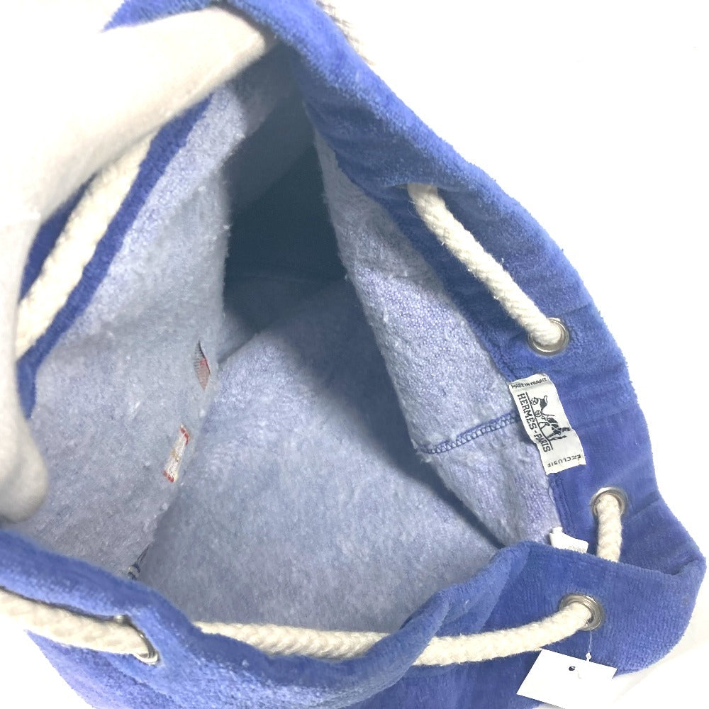 HERMES Shoulder Bag cotton Blue type Marine Pattern Drawstring bag Women Used