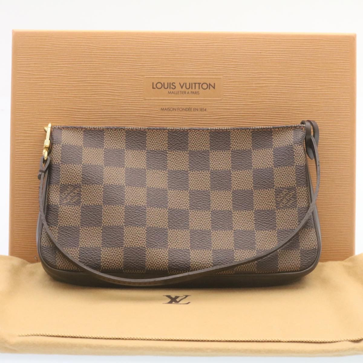 LOUIS VUITTON Damier Ebene Navona Accessory Pouch N51983 LV Auth 27452A