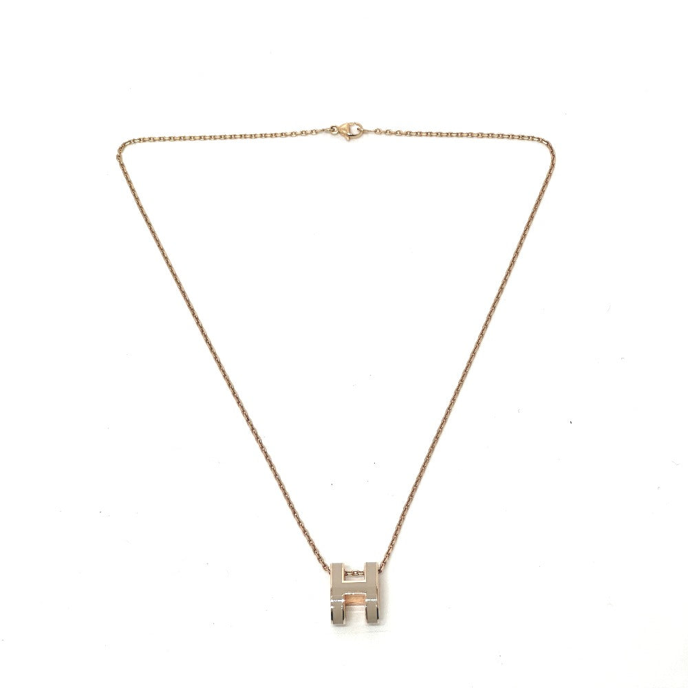 HERMES Necklace metal gold H logo pop ash