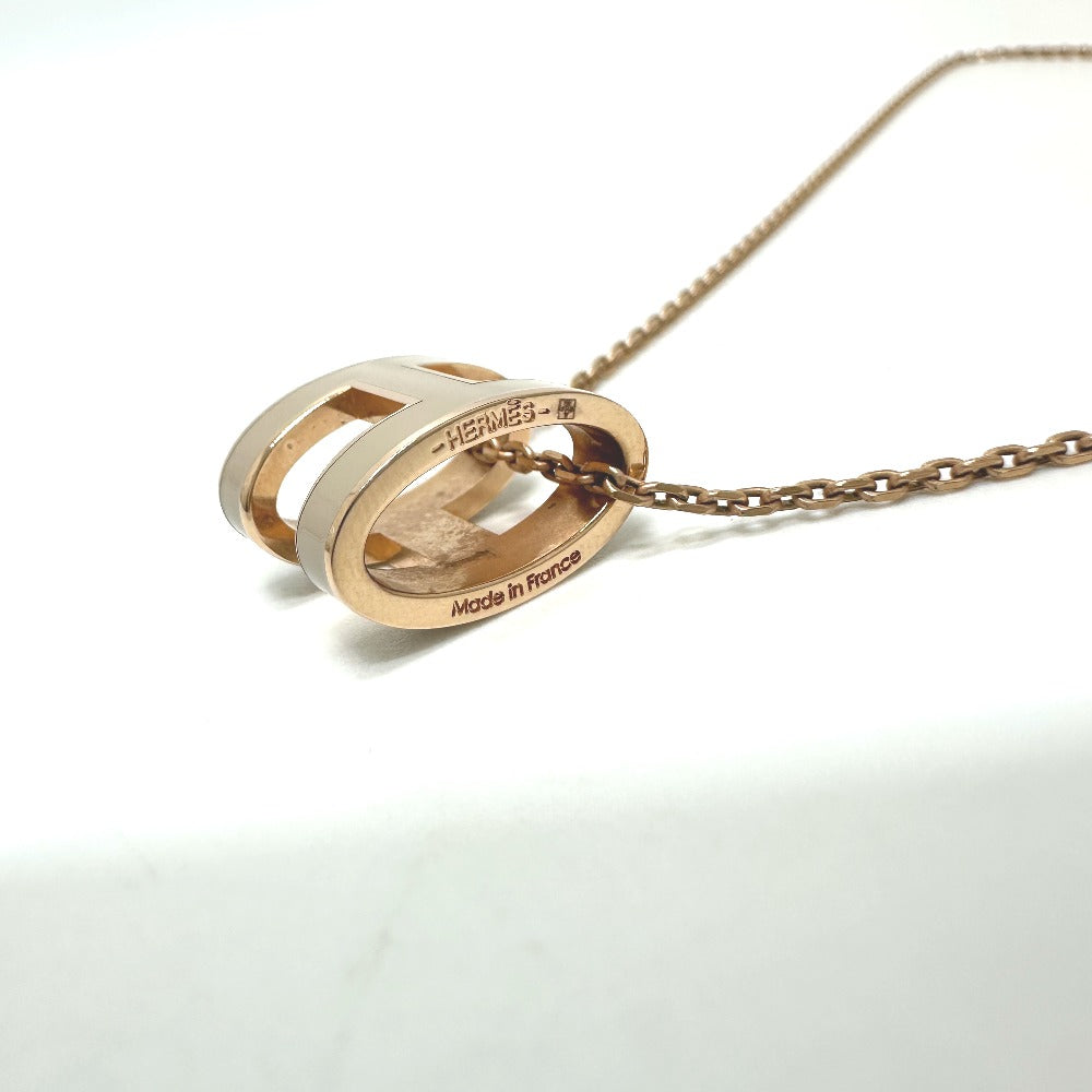 HERMES Necklace metal gold H logo pop ash