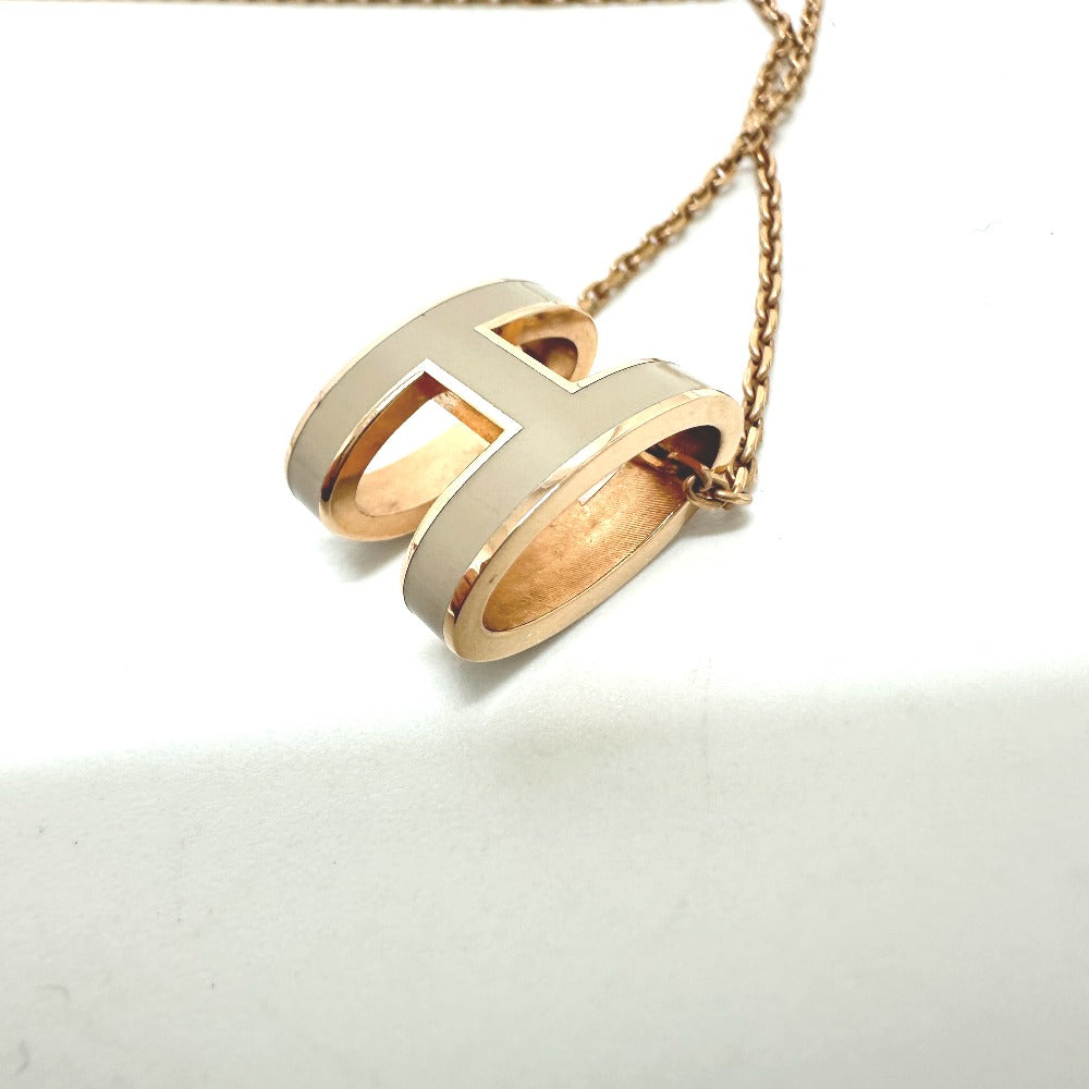 HERMES Necklace metal gold H logo pop ash