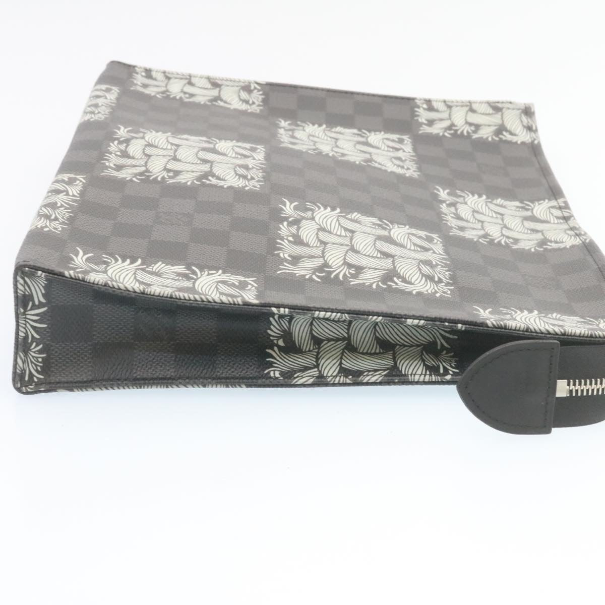 LOUIS VUITTON Damier Graphite Pochette Voyage Clutch Bag N61234 LV Auth 27628A