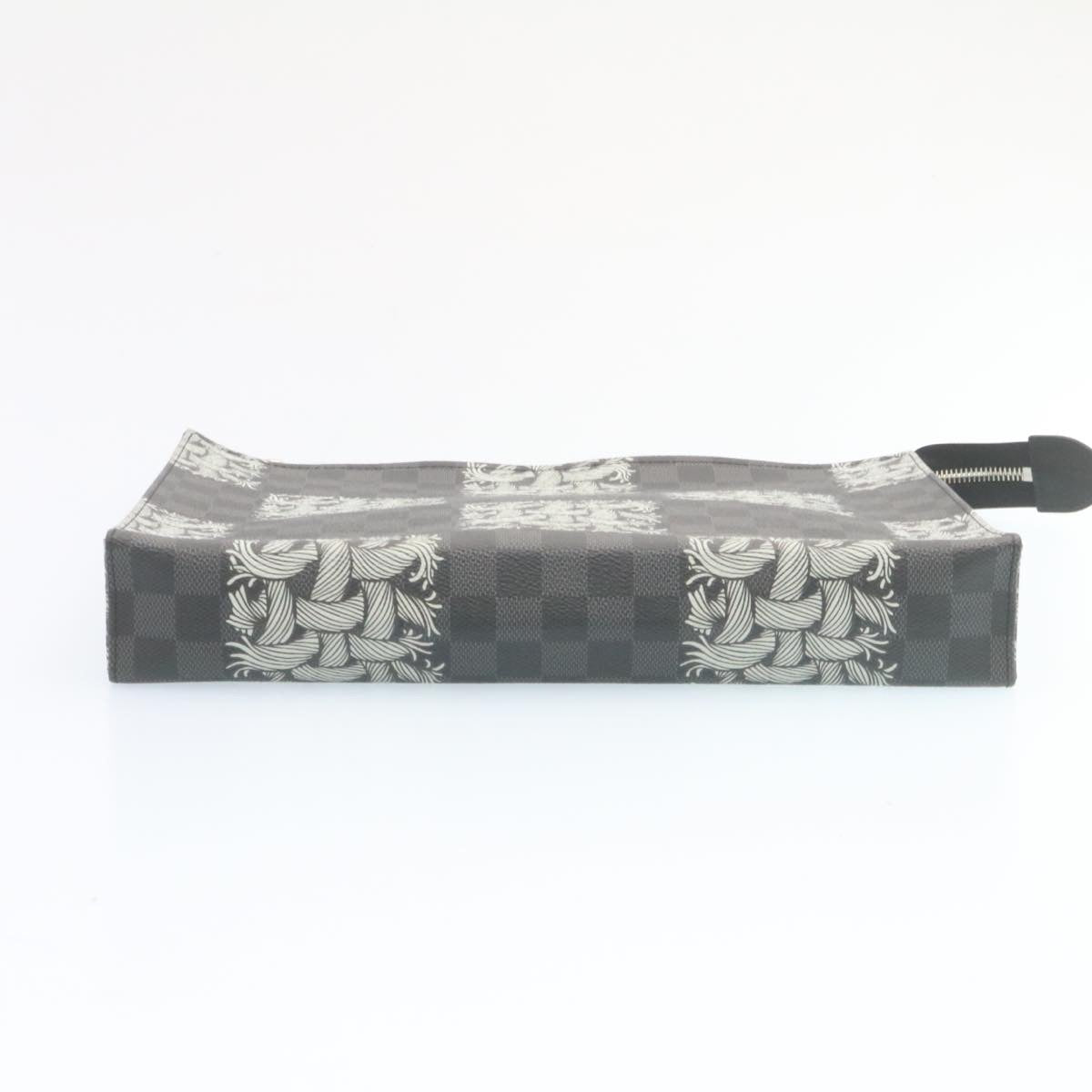 LOUIS VUITTON Damier Graphite Pochette Voyage Clutch Bag N61234 LV Auth 27628A