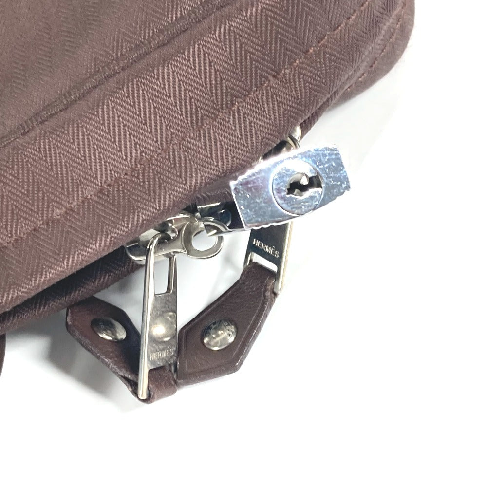 HERMES Business bag Nylon Brown Shoulder Acapulco Odinatur mens Used