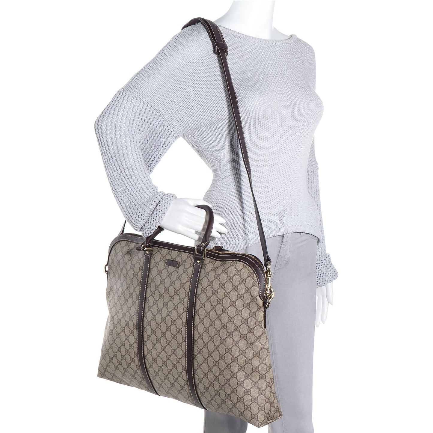 Gucci GG Plus Cuoio Minerva Monogram Briefcase in Cocoa