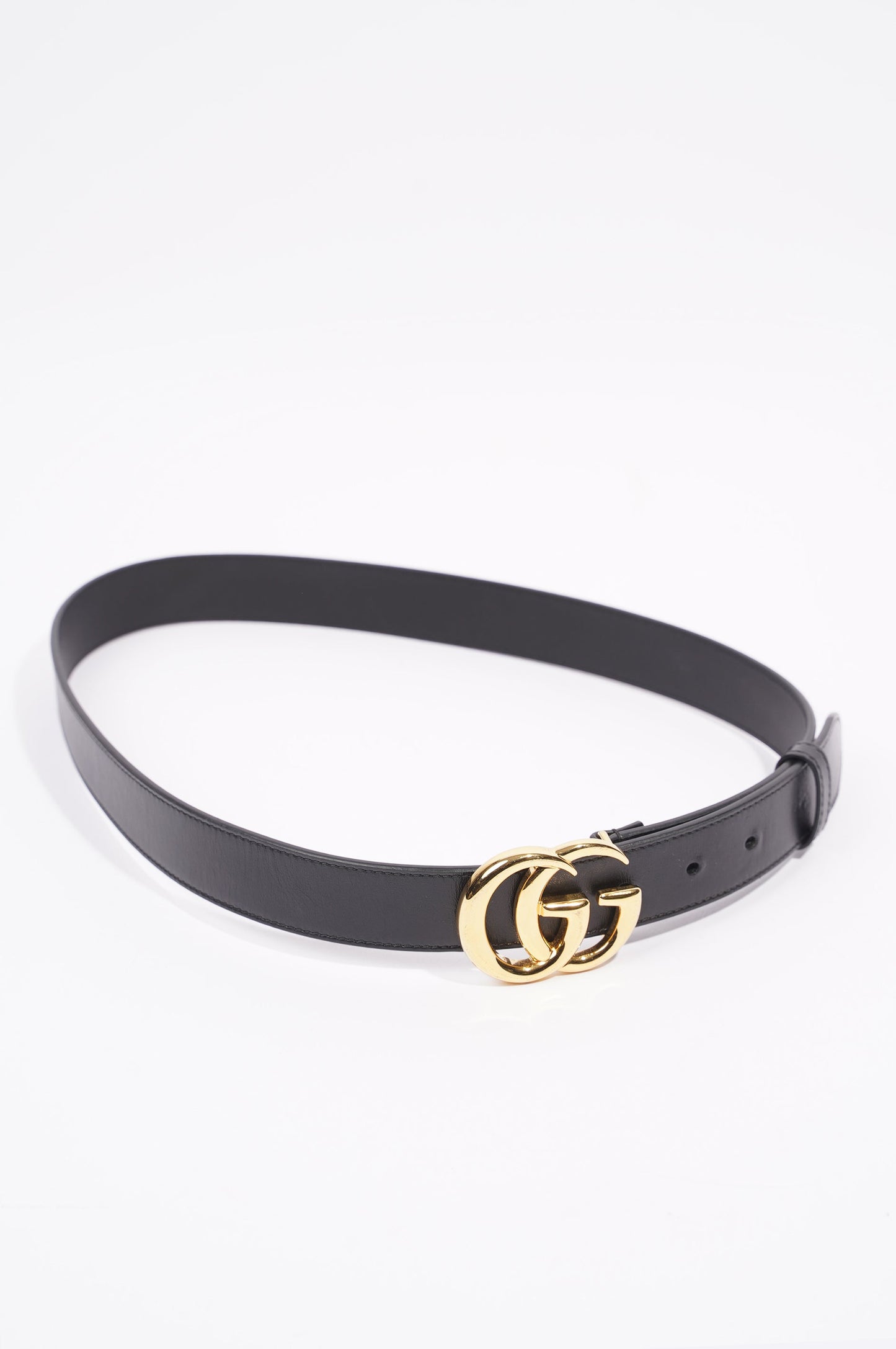 Gucci Womens Marmont Skinny Belt Black / Gold 85-34