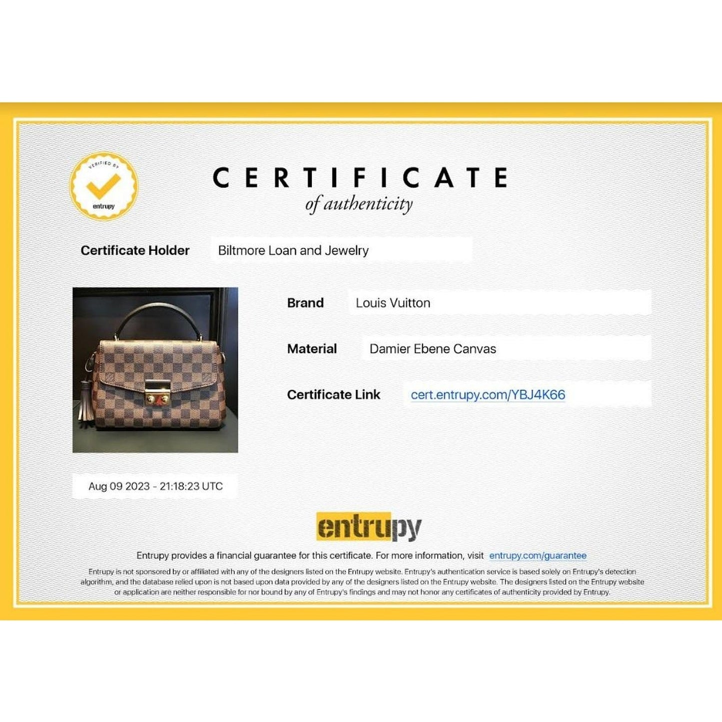 Louis Vuitton Damier Ebene Croisette Shoulder Bag