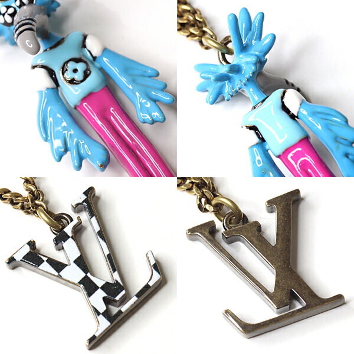 Louis Vuitton blue   Enamel  Plating Metal Pendant Necklace