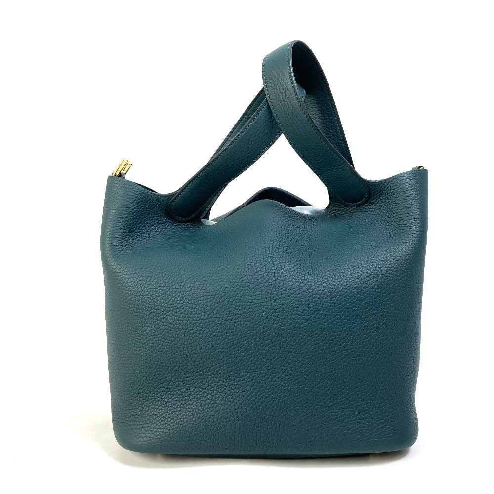 HERMES Handbag Taurillon Clemence Green x Blue type Pico Tan Lock MM Women Used