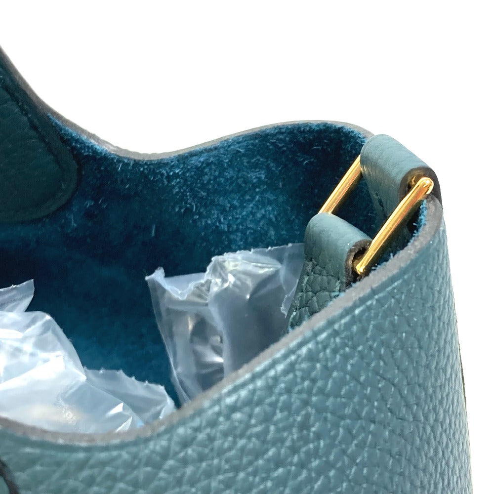 HERMES Handbag Taurillon Clemence Green x Blue type Pico Tan Lock MM Women Used