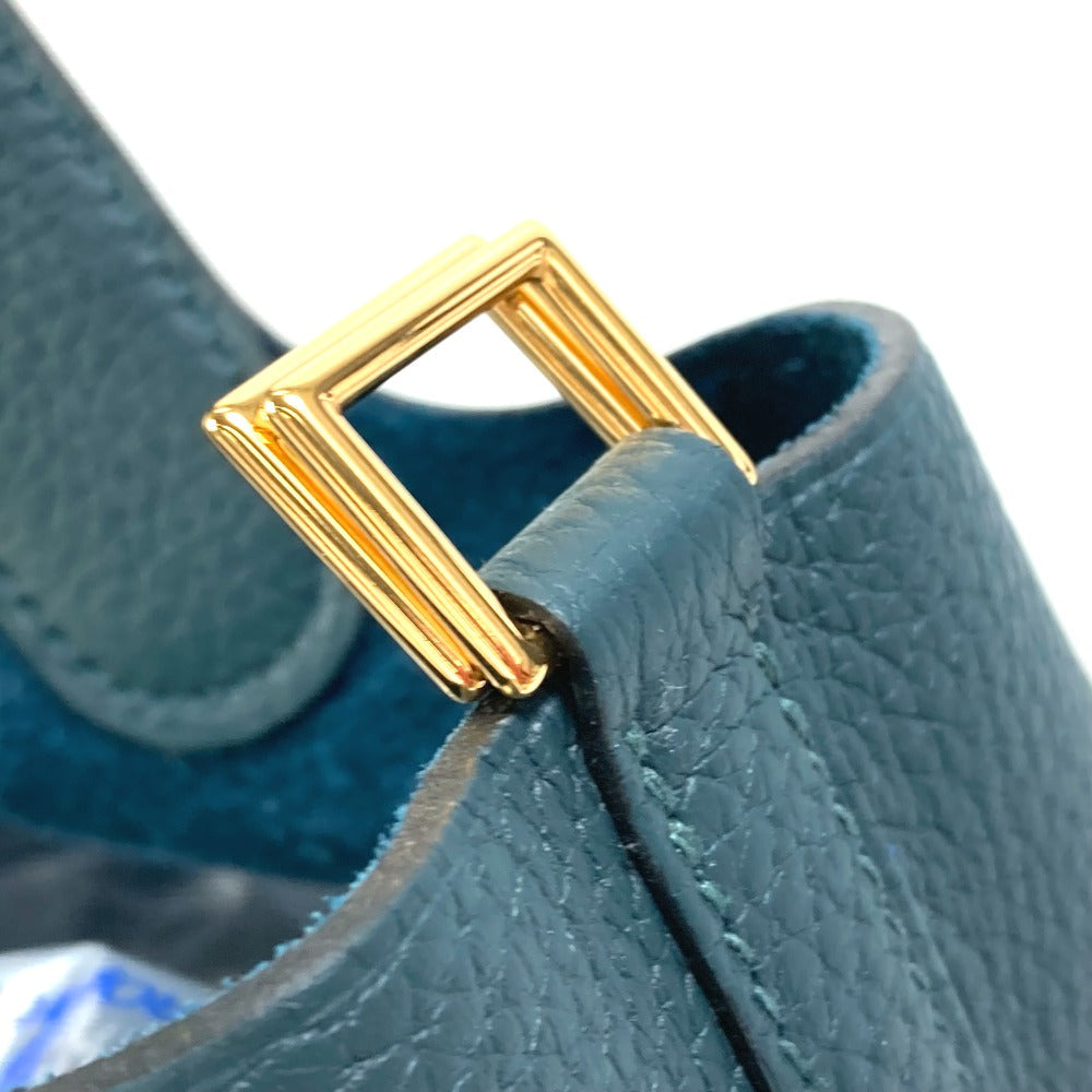 HERMES Handbag Taurillon Clemence Green x Blue type Pico Tan Lock MM Women Used