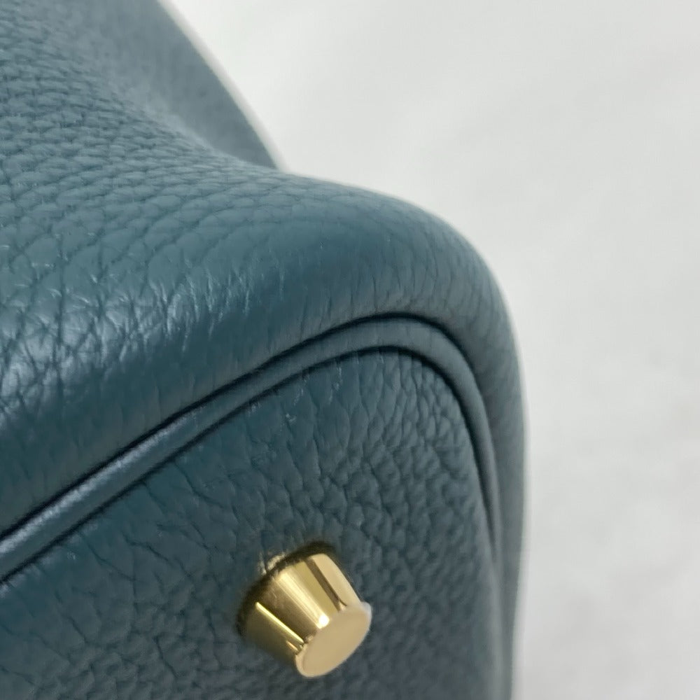HERMES Handbag Taurillon Clemence Green x Blue type Pico Tan Lock MM Women Used