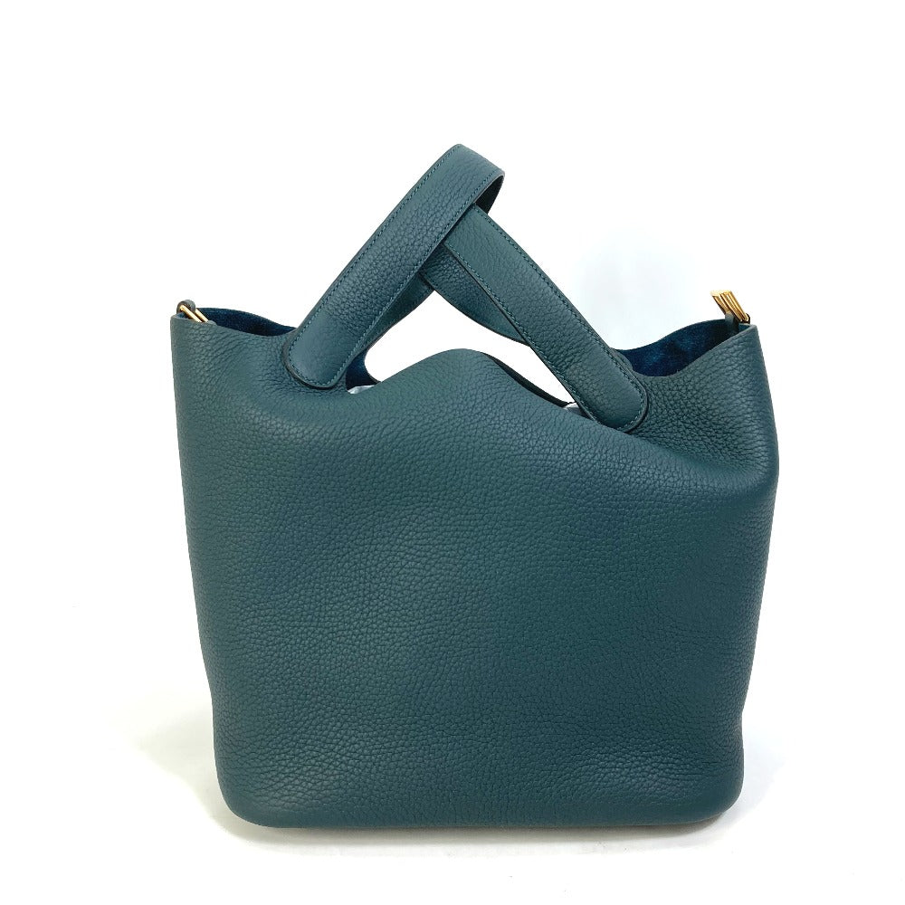 HERMES Handbag Taurillon Clemence Green x Blue type Pico Tan Lock MM Women Used
