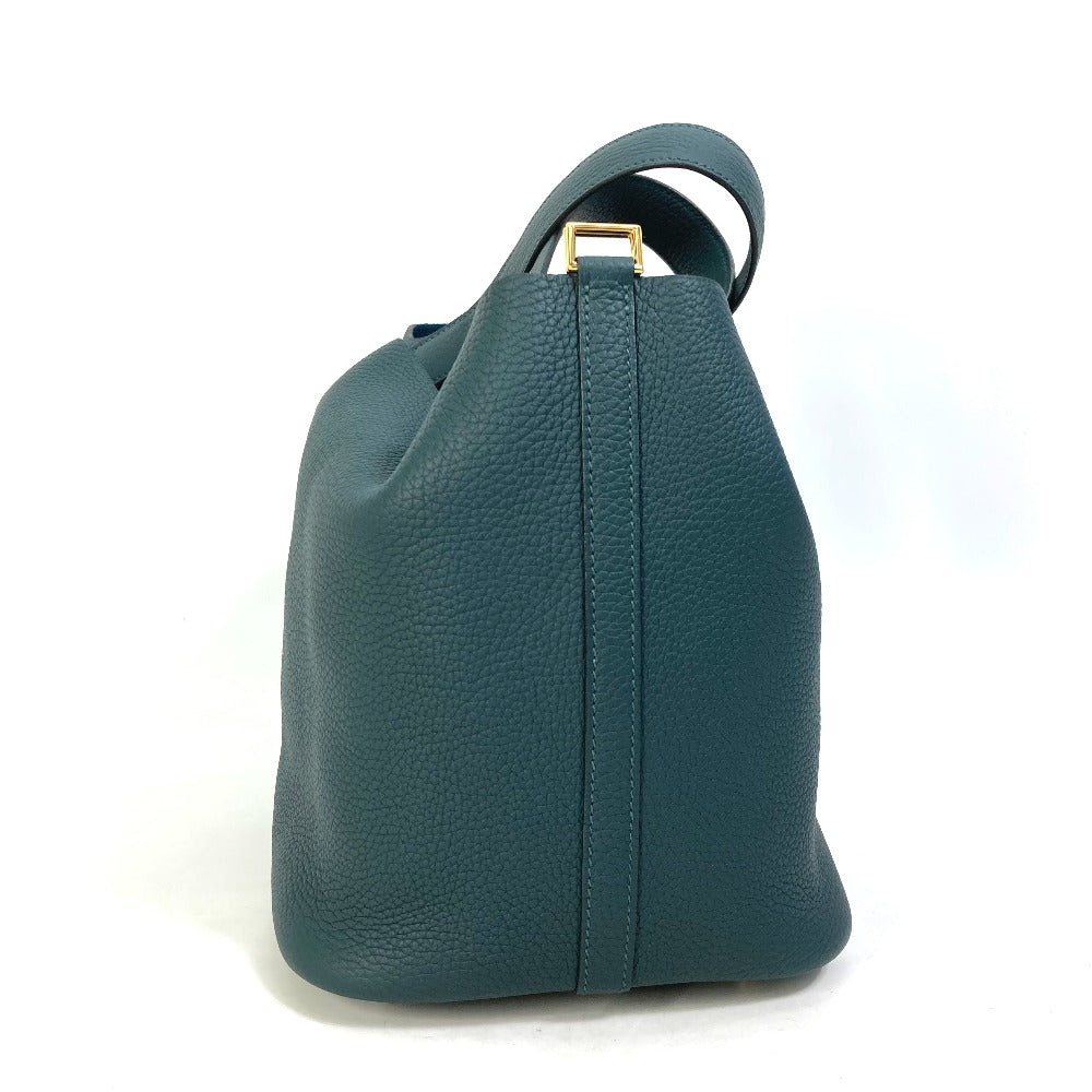 HERMES Handbag Taurillon Clemence Green x Blue type Pico Tan Lock MM Women Used