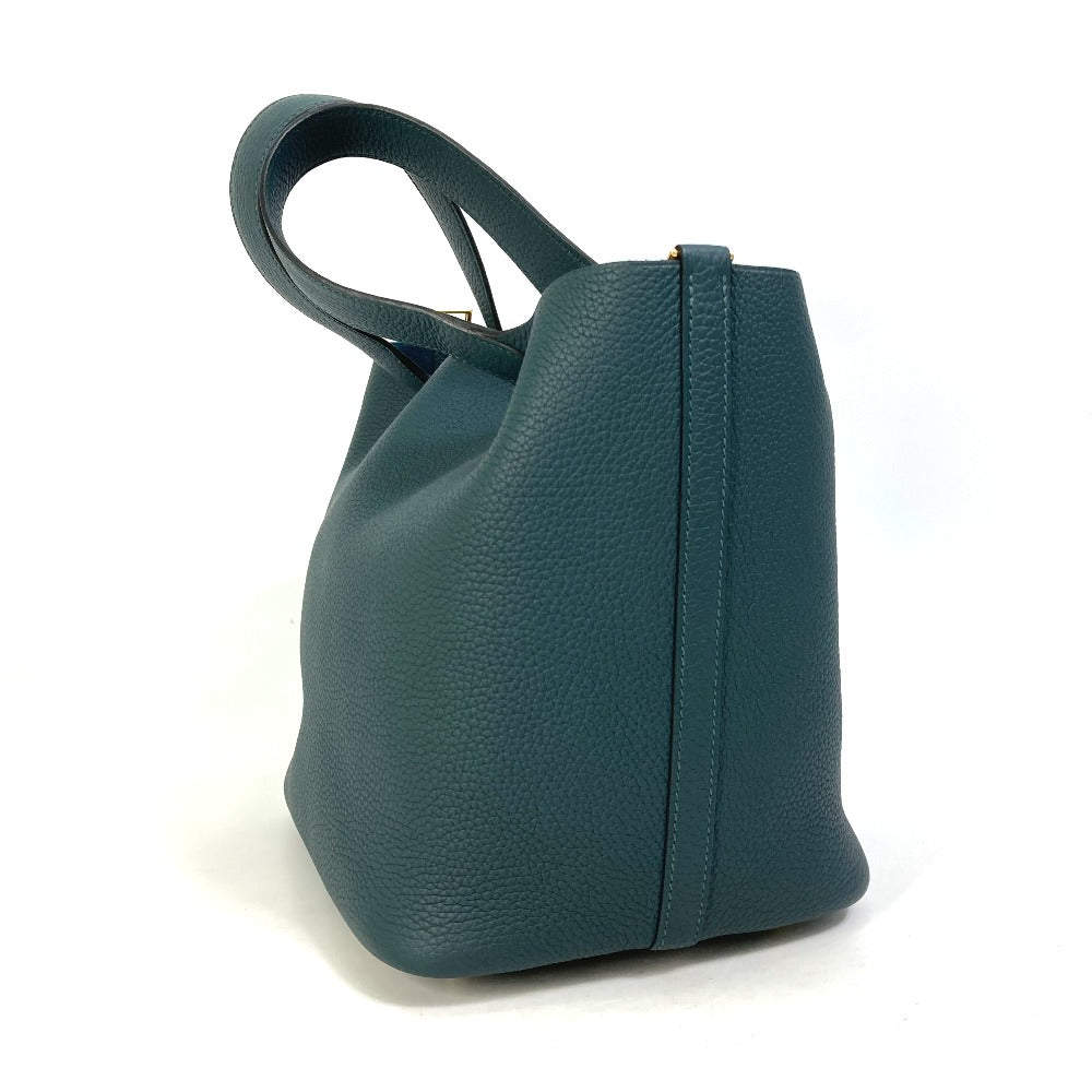 HERMES Handbag Taurillon Clemence Green x Blue type Pico Tan Lock MM Women Used