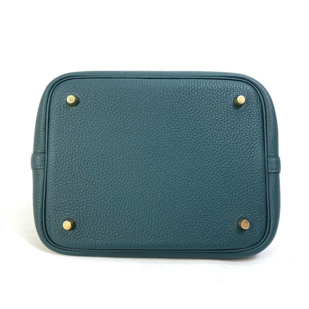 HERMES Handbag Taurillon Clemence Green x Blue type Pico Tan Lock MM Women Used