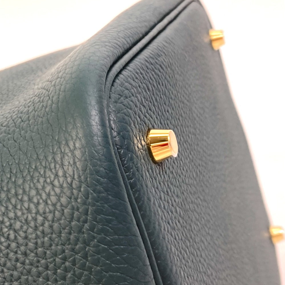 HERMES Handbag Taurillon Clemence Green x Blue type Pico Tan Lock MM Women Used
