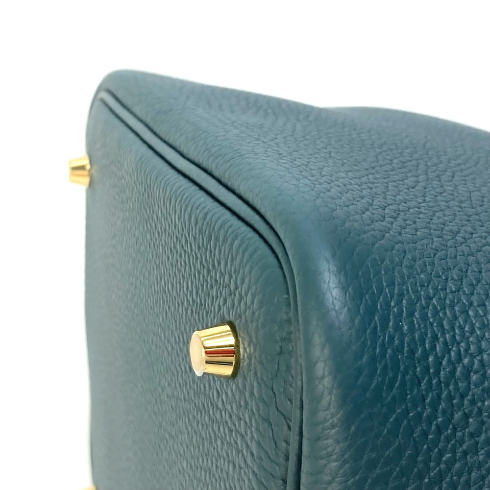 HERMES Handbag Taurillon Clemence Green x Blue type Pico Tan Lock MM Women Used