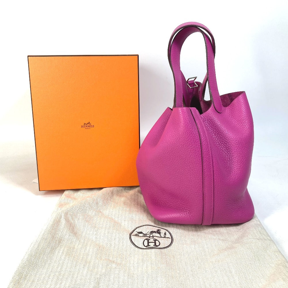 HERMES Handbag Taurillon Clemence pink Pico Tan Lock MM Women Used