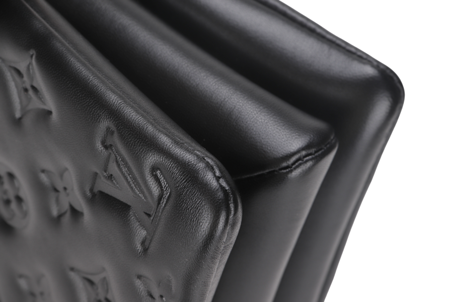 LOUIS VUITTON COUSSIN BB NOIR MONOGRAM EMBOSSED PUFFY LAMBSKIN (M21259) GOLD HARDWARE WITH CHAIN, STRAP, DUST COVER AND BOX
