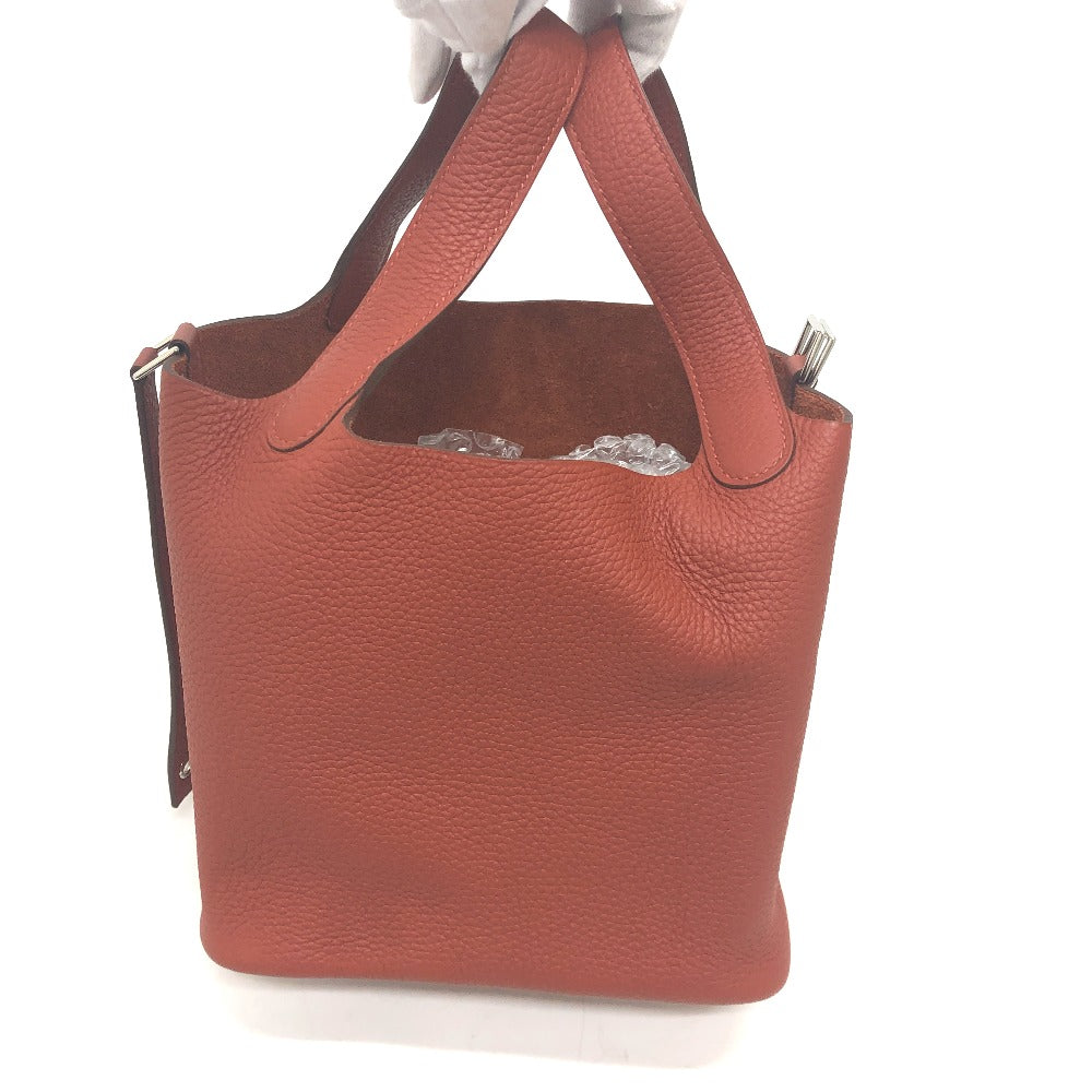 HERMES Handbag Taurillon Clemence Red Picotan Lock PM Women Used