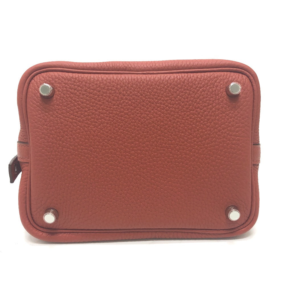 HERMES Handbag Taurillon Clemence Red Picotan Lock PM Women Used