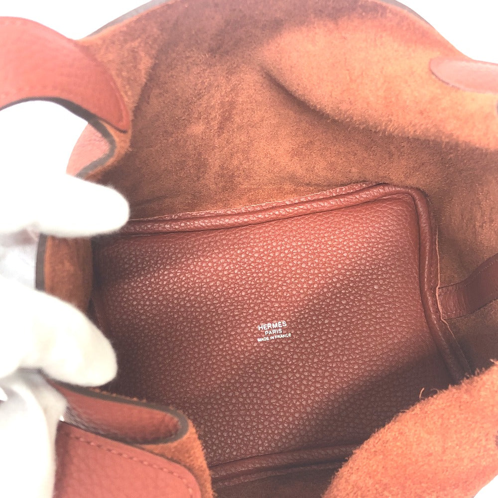 HERMES Handbag Taurillon Clemence Red Picotan Lock PM Women Used